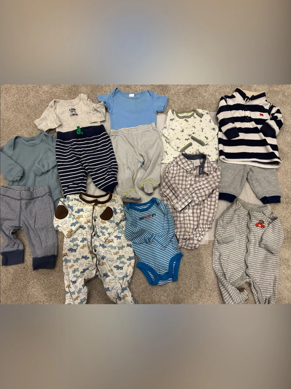 Carter's Baby Boys Multi-Color Mixed Outfit Bundle - Blue, Gray, White, Navy